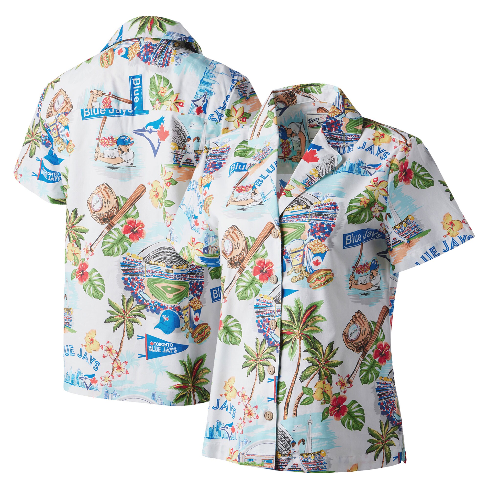 Women's Toronto Blue Jays Reyn Spooner White Scenic Camp Button-Up Shirt