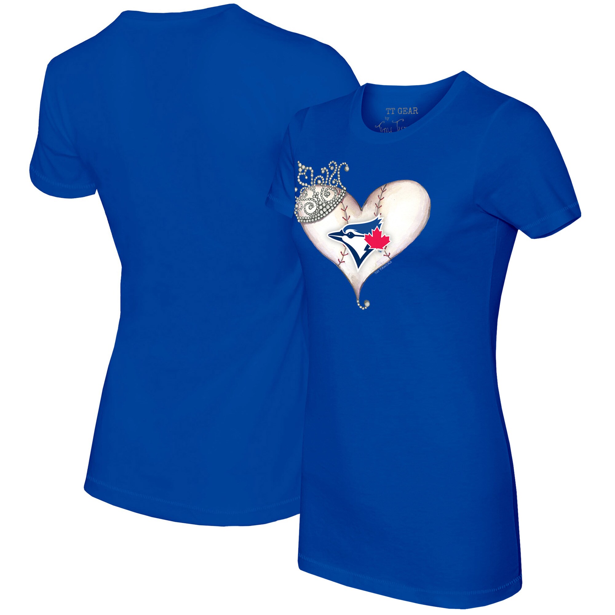 Women's Toronto Blue Jays Tiny Turnip Royal Tiara Heart T-Shirt