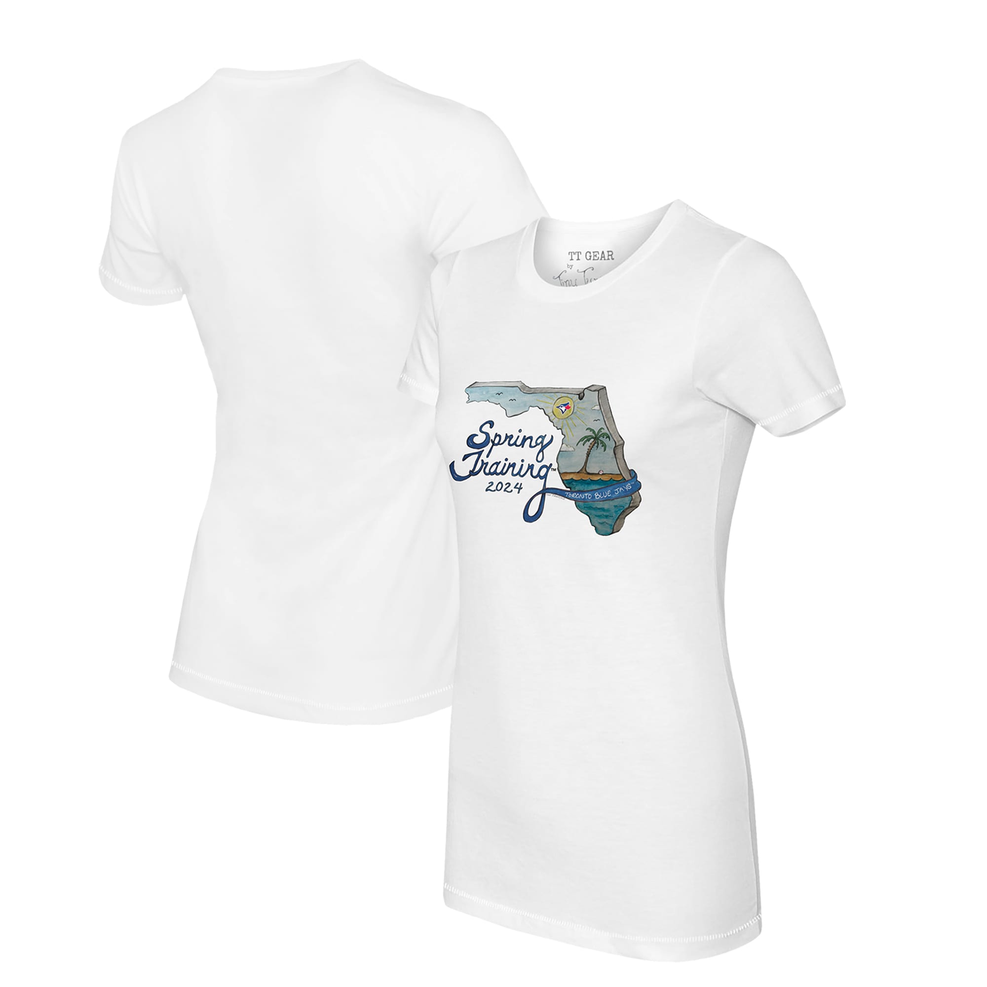 Women's Toronto Blue Jays Tiny Turnip White 2024 Spring Training Grapefruit League T-Shirt