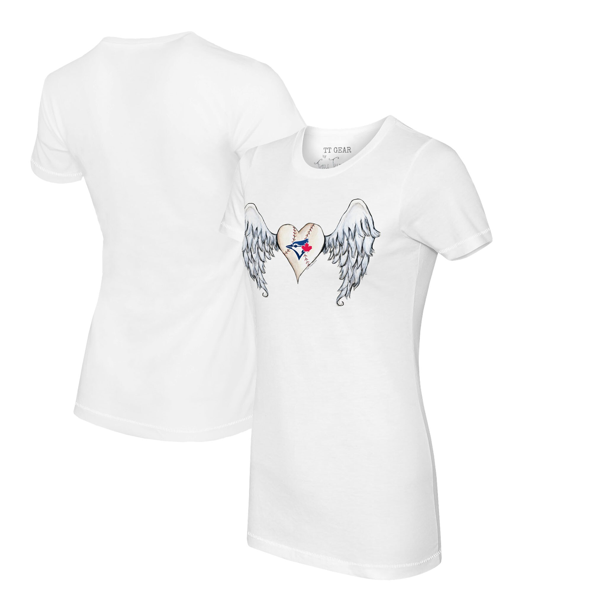 Women's Toronto Blue Jays Tiny Turnip White Angel Wings T-Shirt