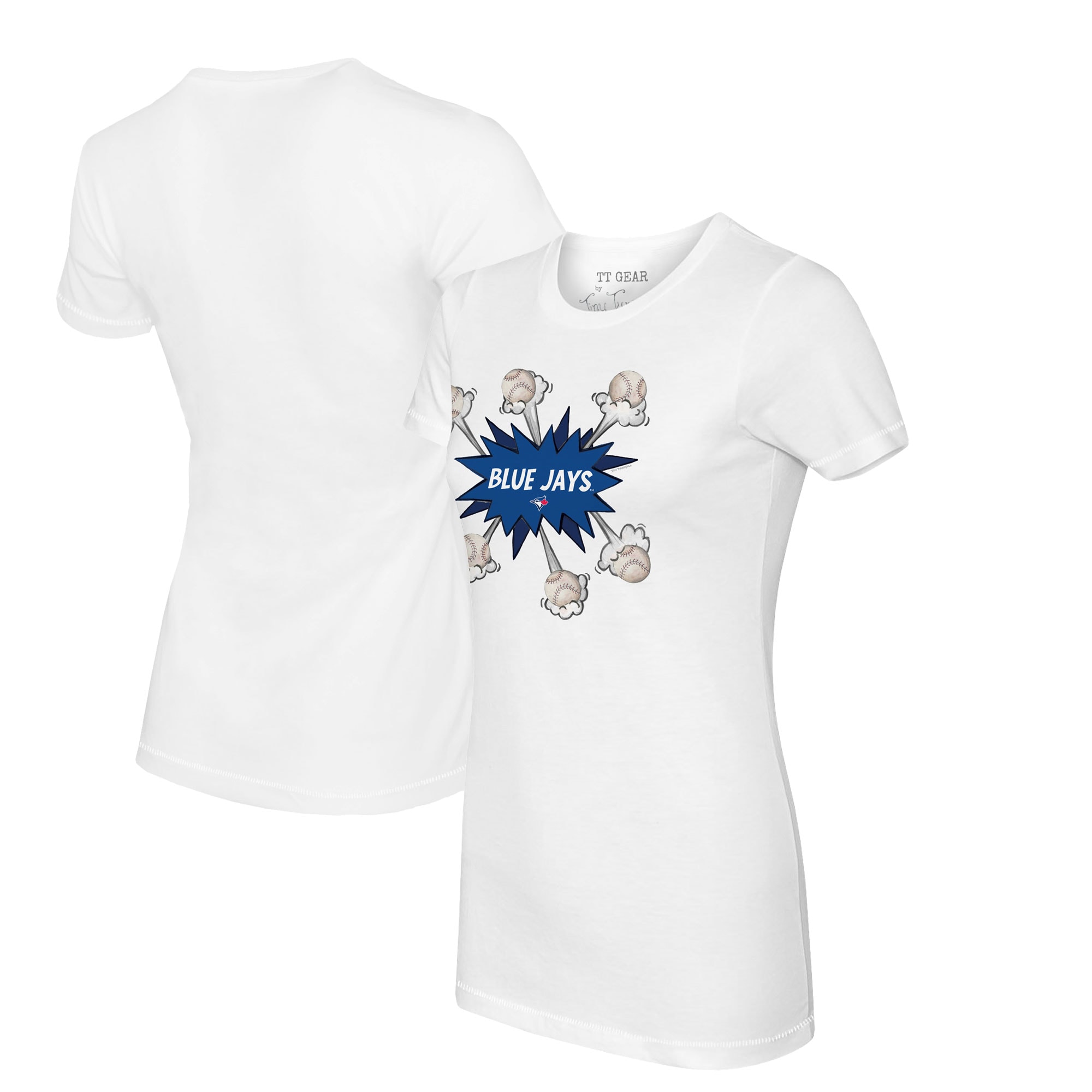 Women's Toronto Blue Jays Tiny Turnip White Baseball Pow T-Shirt