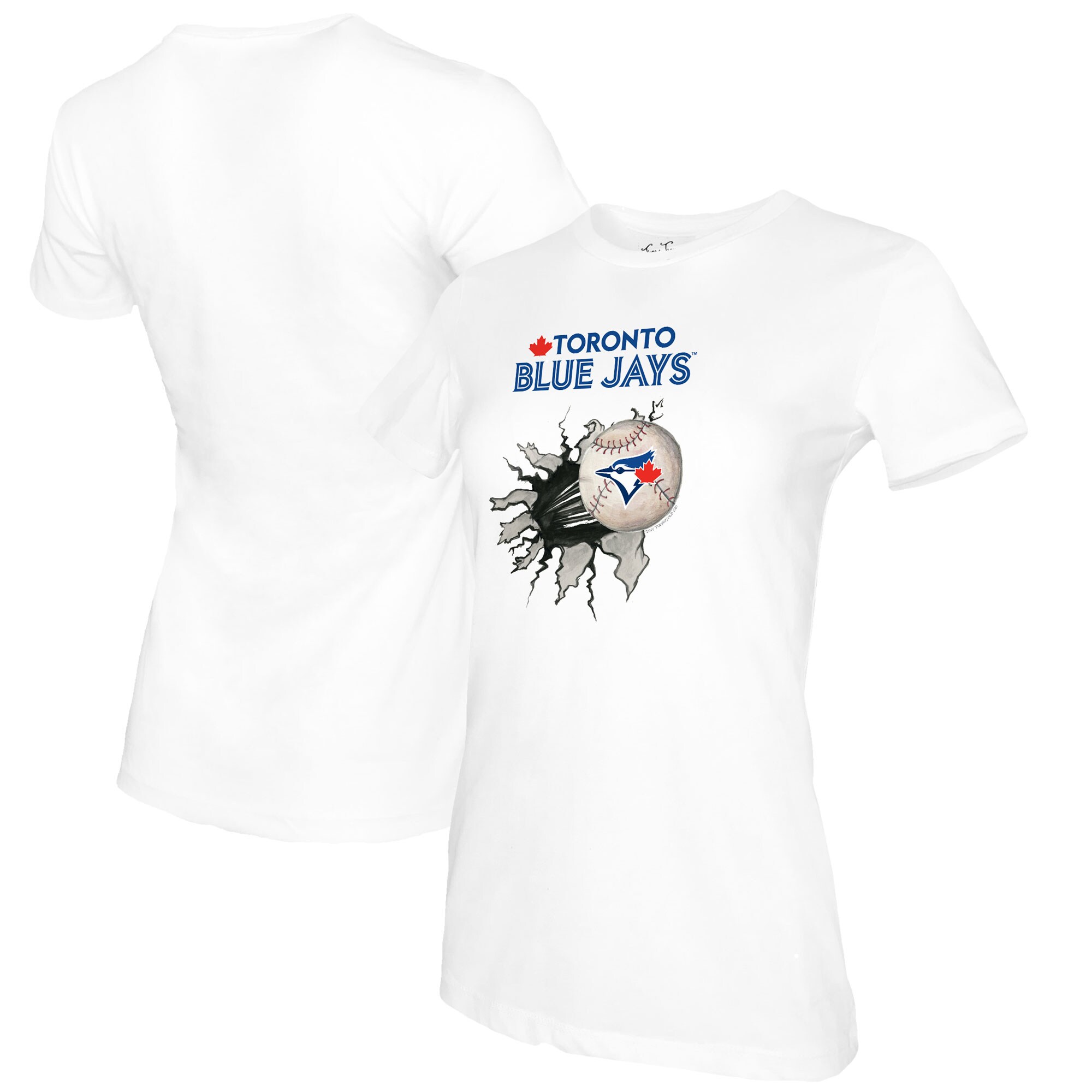 Women's Toronto Blue Jays Tiny Turnip White Baseball Tear T-Shirt