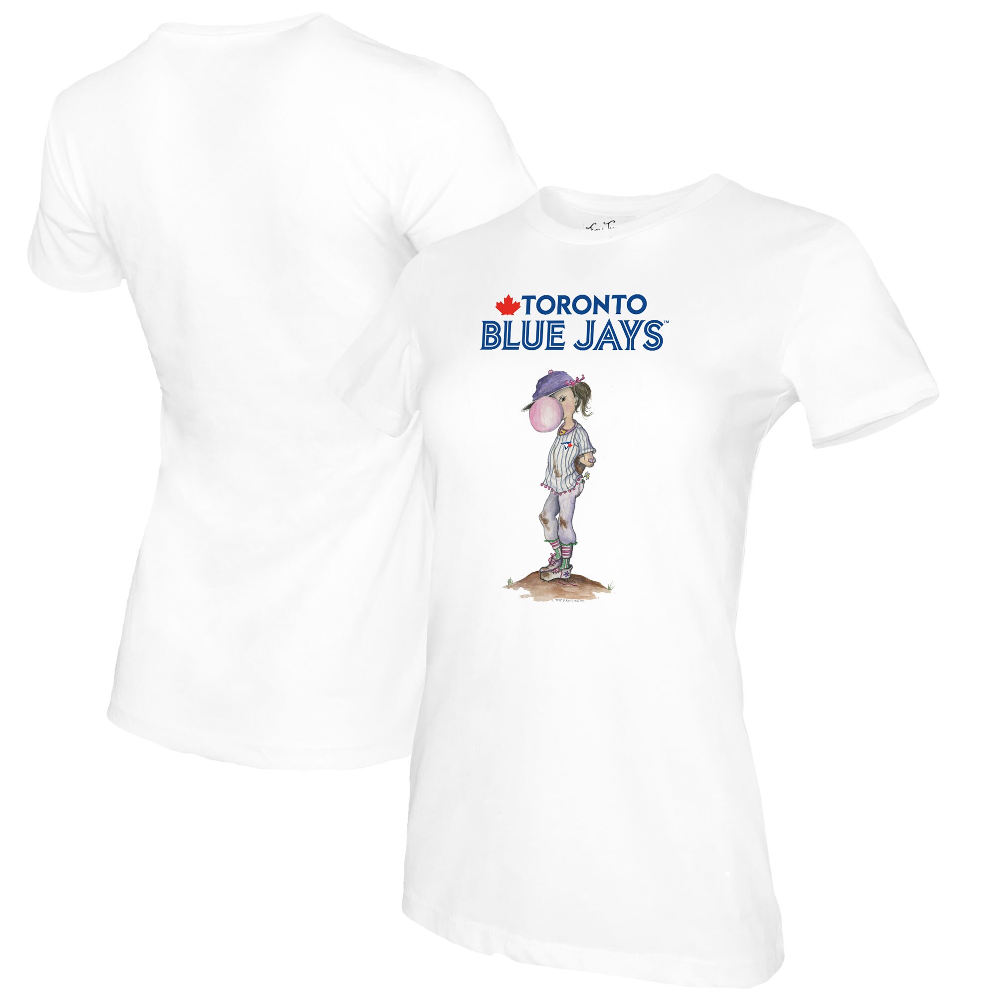 Women's Toronto Blue Jays Tiny Turnip White Bubbles T-Shirt