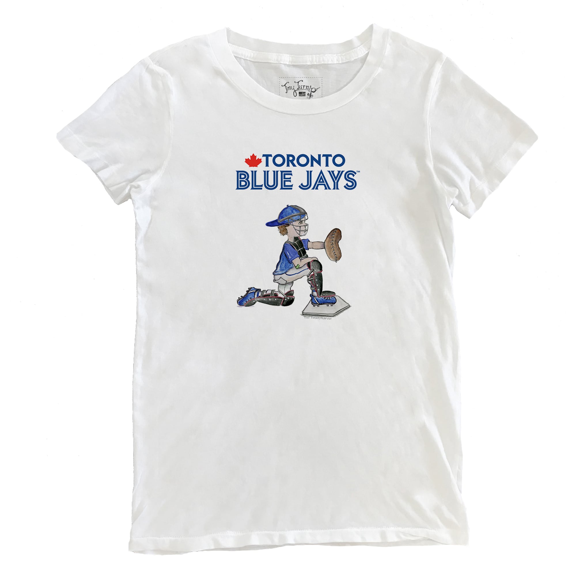 Women's Toronto Blue Jays Tiny Turnip White Caleb the Catcher T-Shirt