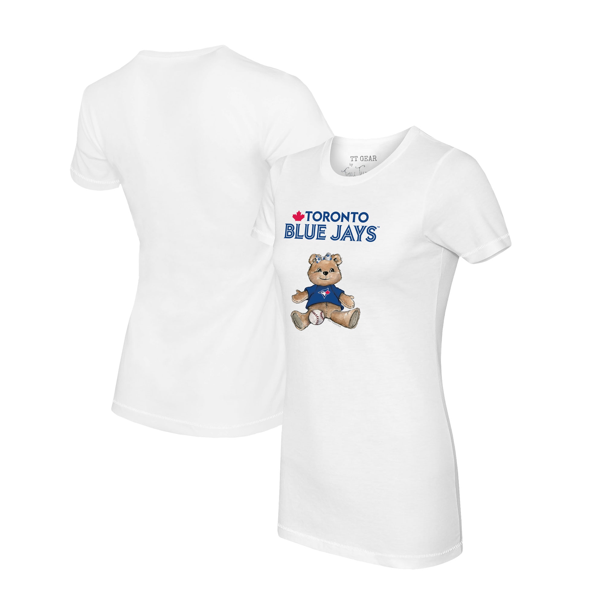 Women's Toronto Blue Jays Tiny Turnip White Girl Teddy T-Shirt