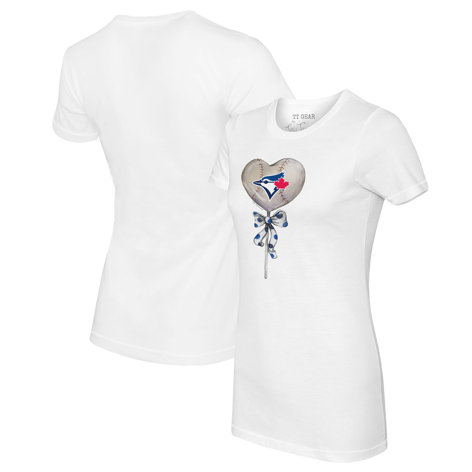 Women's Toronto Blue Jays Tiny Turnip White Heart Lolly T-Shirt