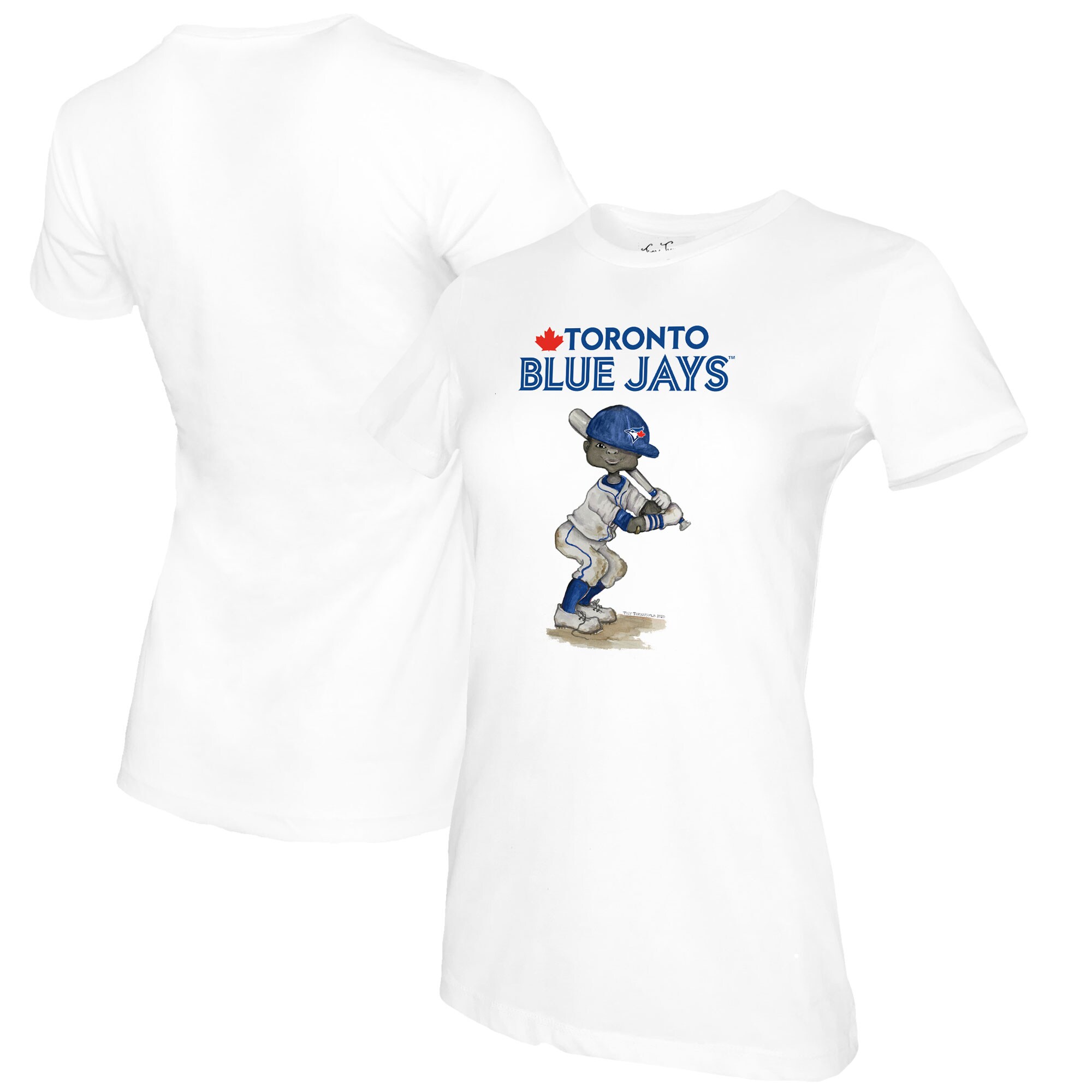 Women's Toronto Blue Jays Tiny Turnip White James T-Shirt