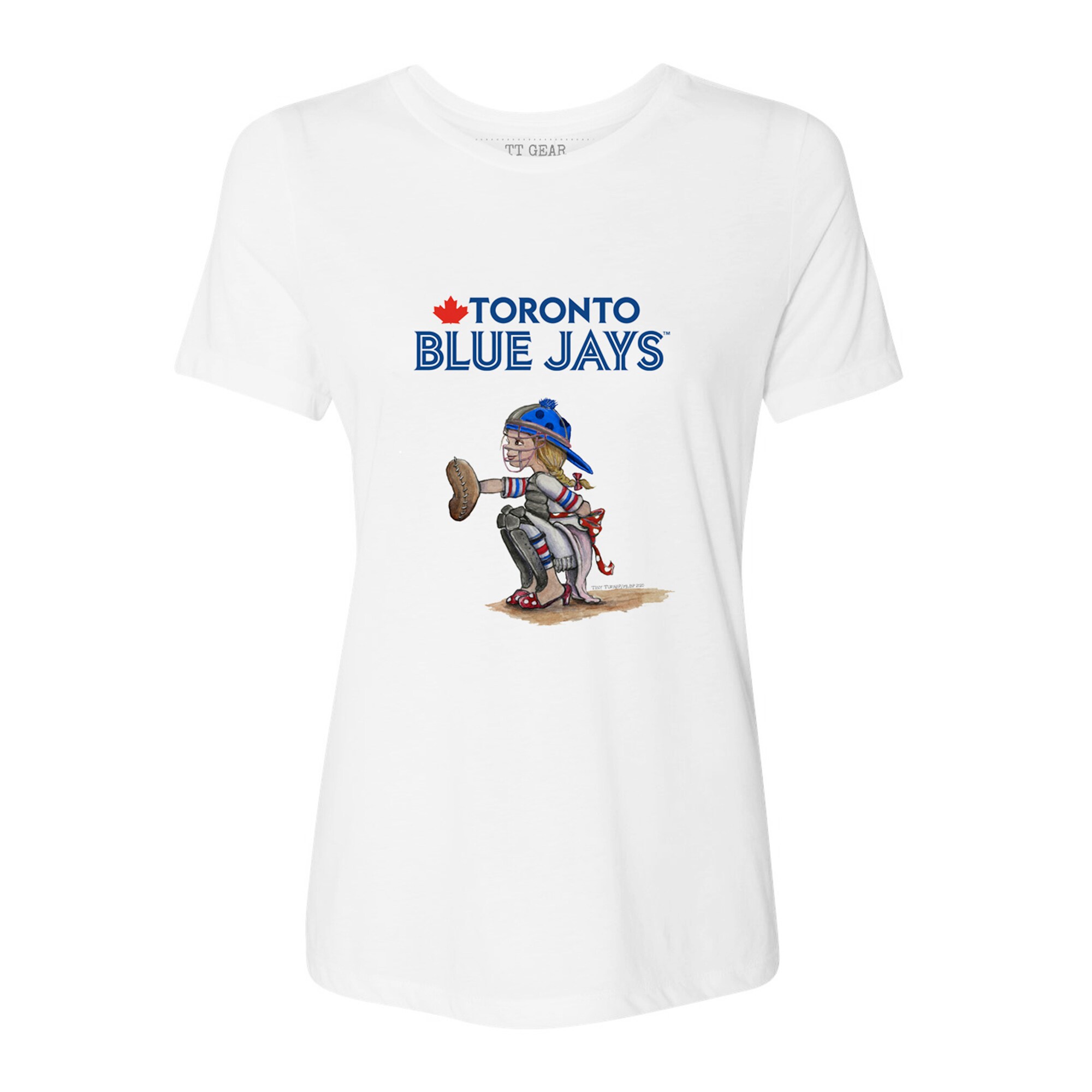 Women's Toronto Blue Jays Tiny Turnip White Kate the Catcher T-Shirt