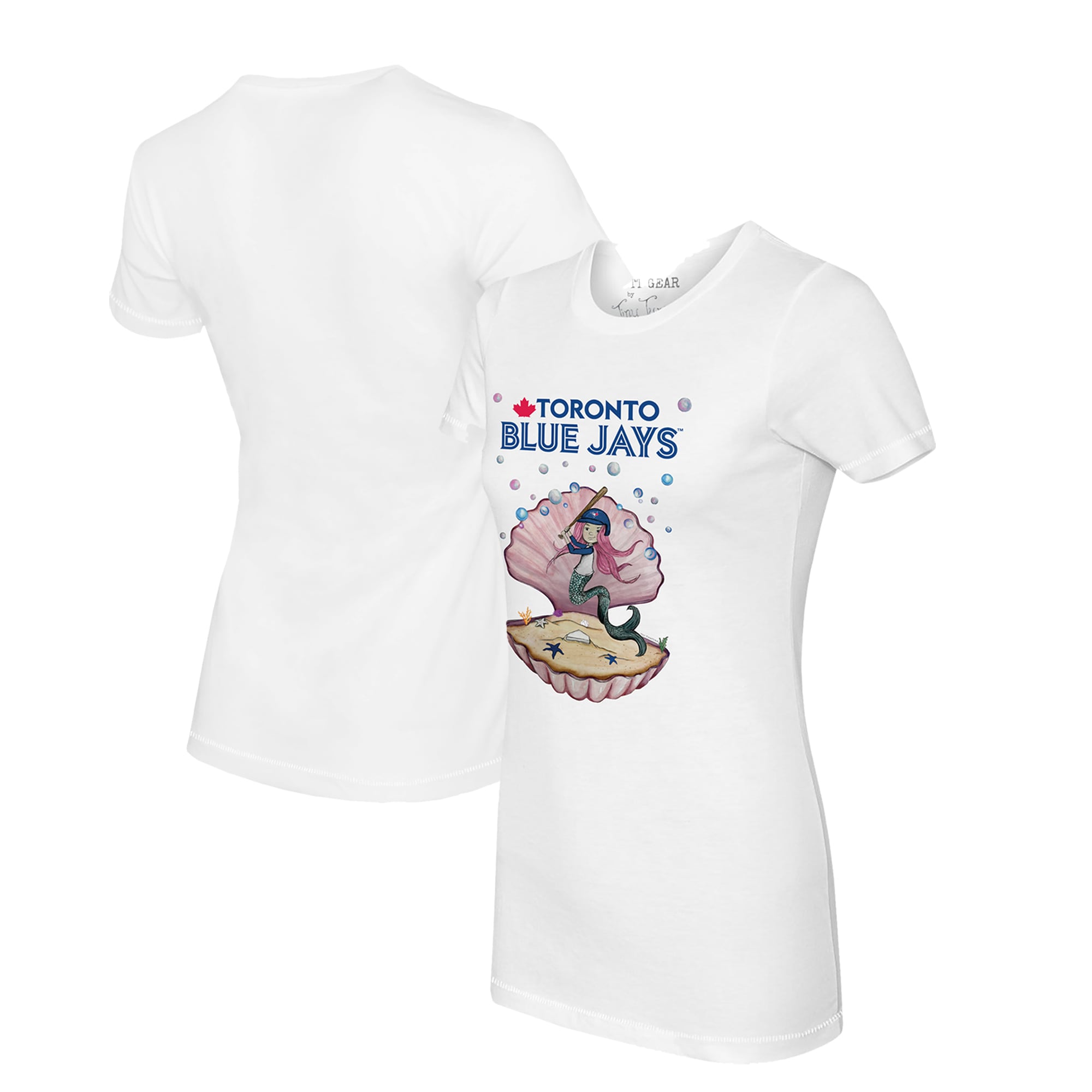 Women's Toronto Blue Jays Tiny Turnip White Mermaid T-Shirt