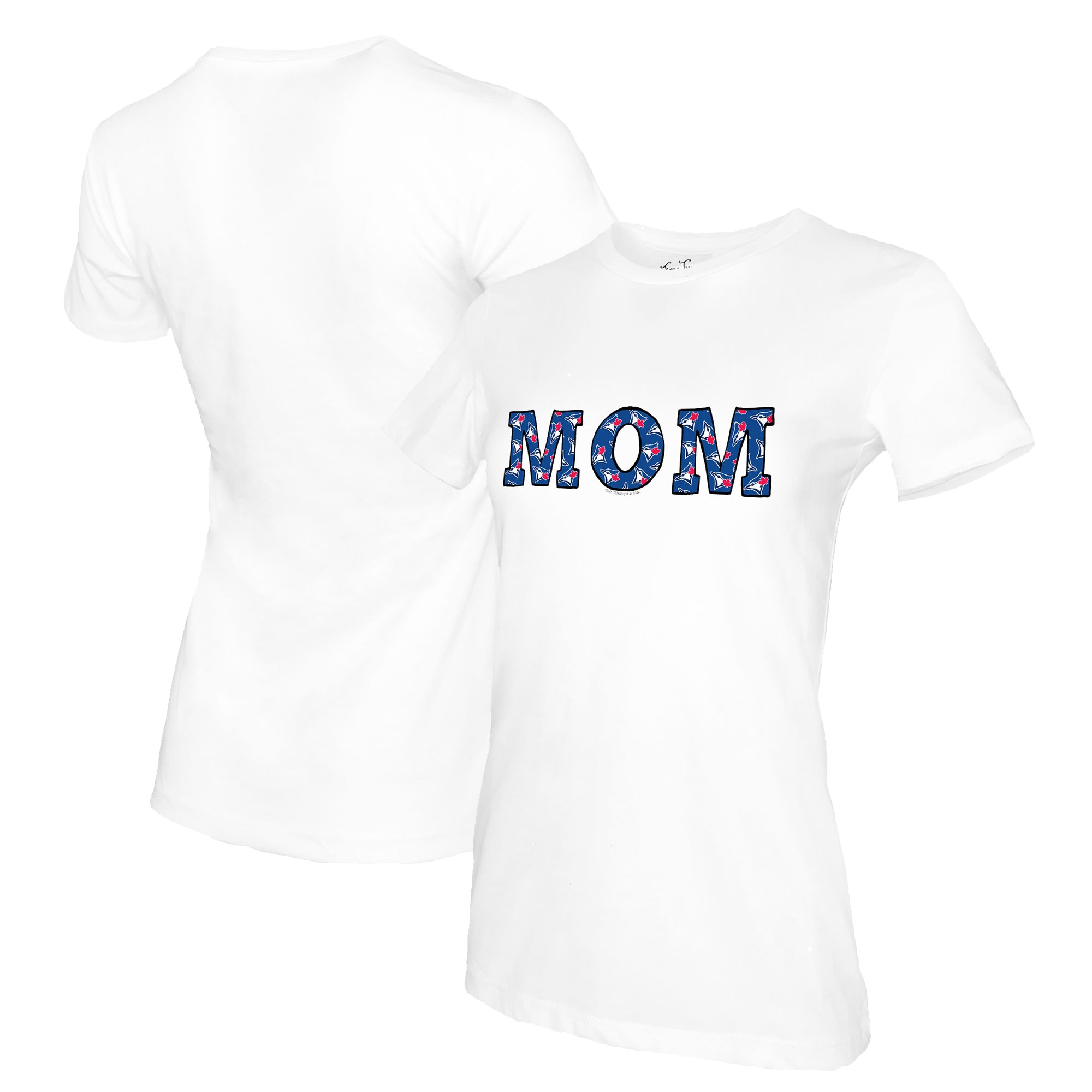 Women's Toronto Blue Jays Tiny Turnip White Mom T-Shirt