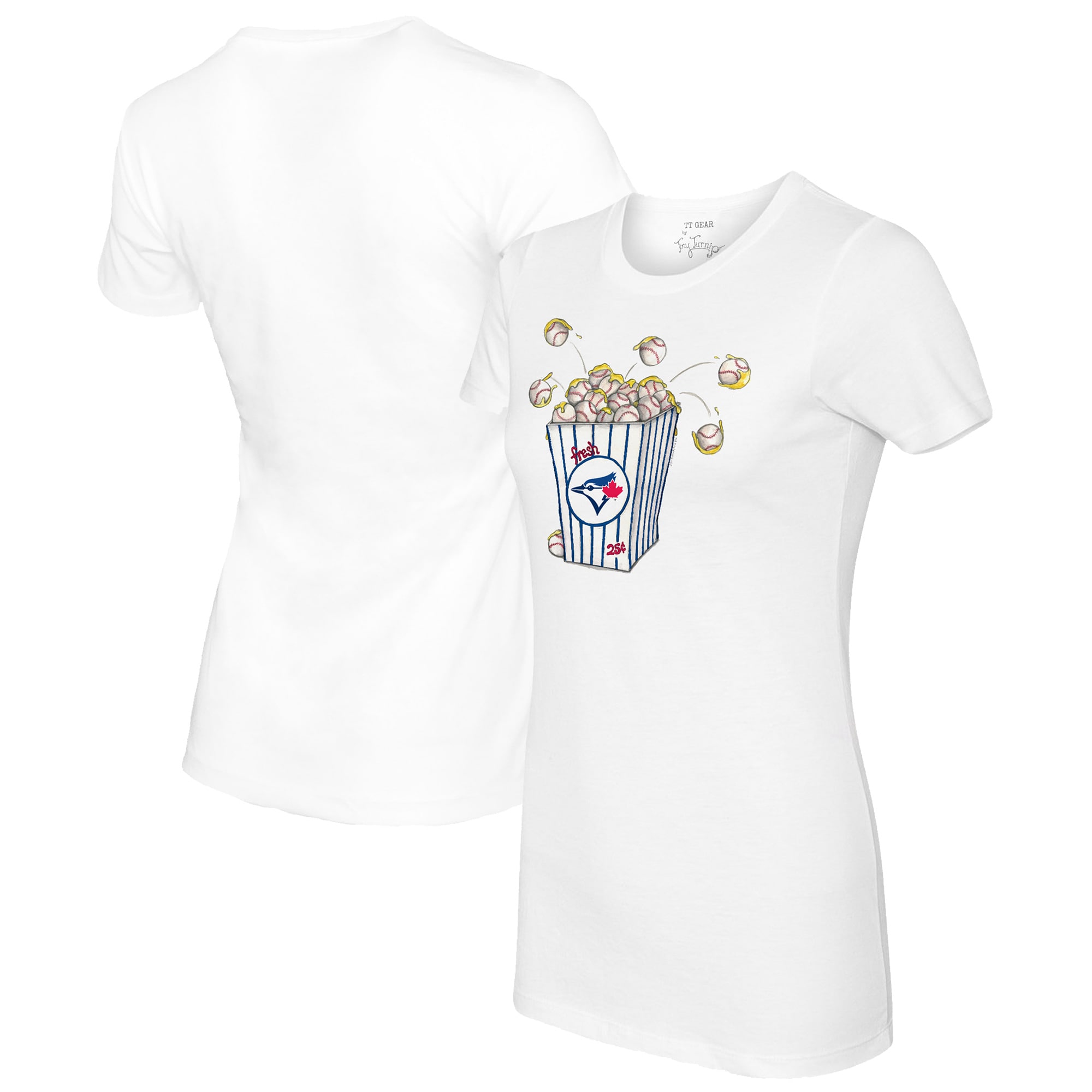 Women's Toronto Blue Jays Tiny Turnip White Popcorn T-Shirt