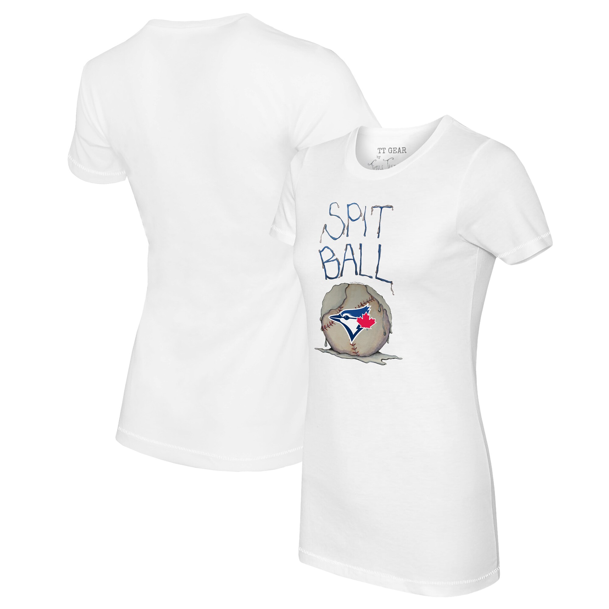 Women's Toronto Blue Jays Tiny Turnip White Spit Ball T-Shirt