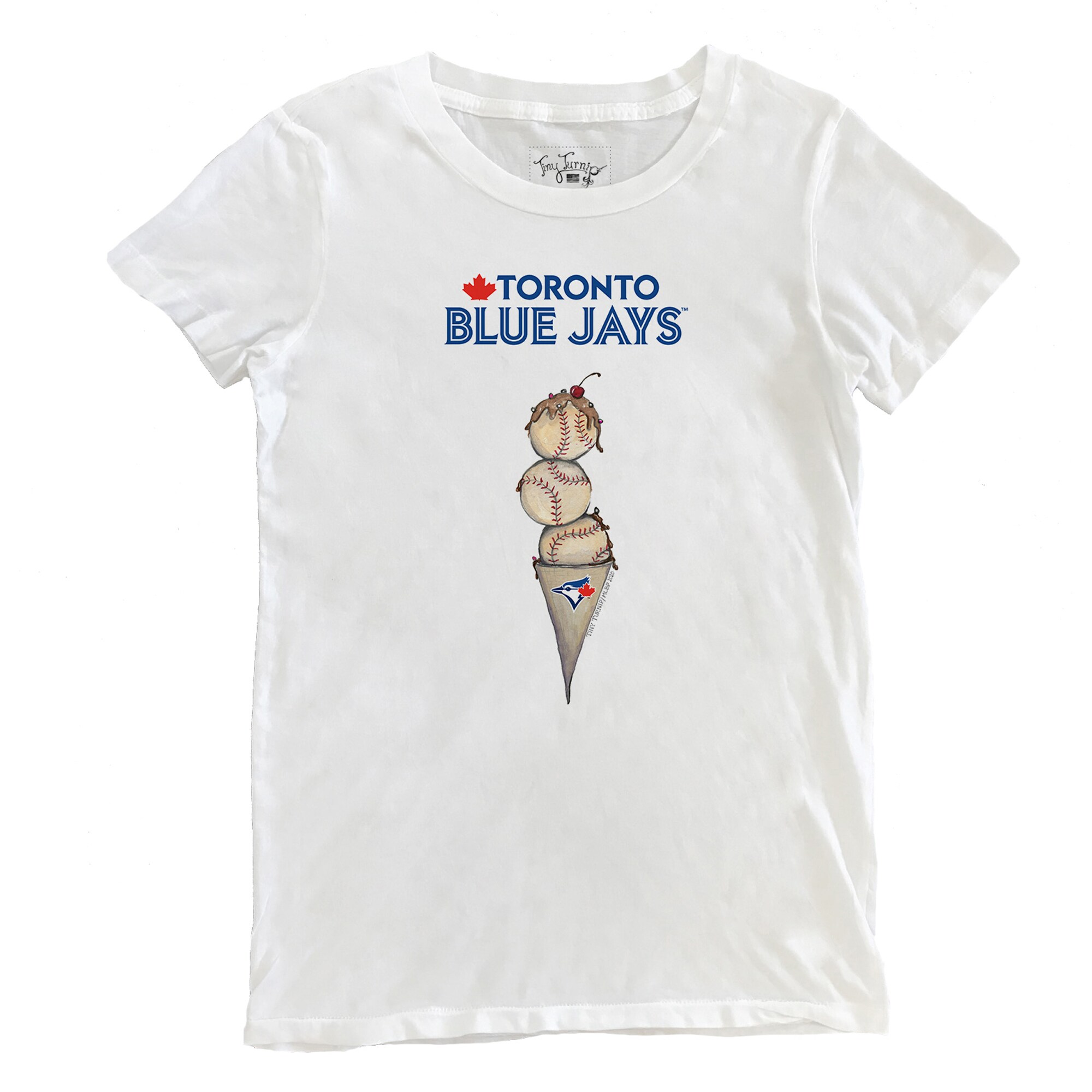 Women's Toronto Blue Jays Tiny Turnip White Triple Scoop T-Shirt