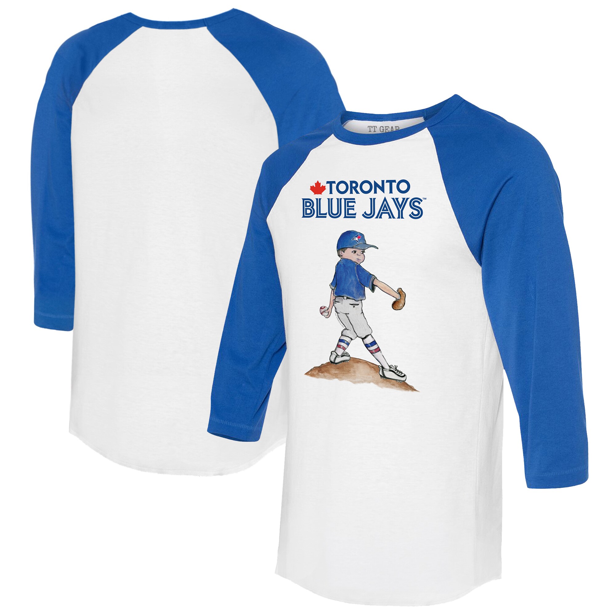 Women's Toronto Blue Jays Tiny Turnip White/Royal Clemente 3/4-Sleeve Raglan T-Shirt
