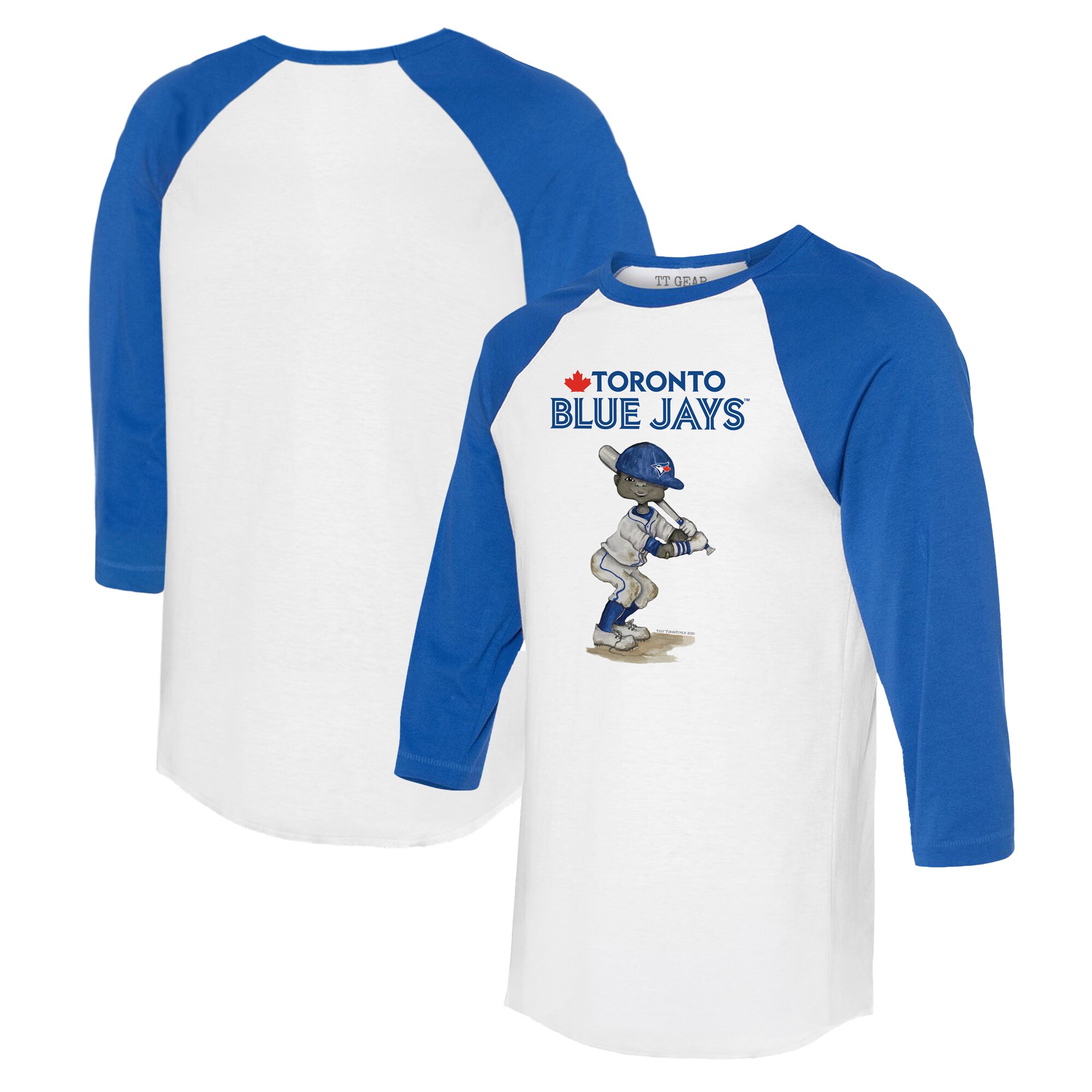 Women's Toronto Blue Jays Tiny Turnip White/Royal James 3/4-Sleeve Raglan T-Shirt