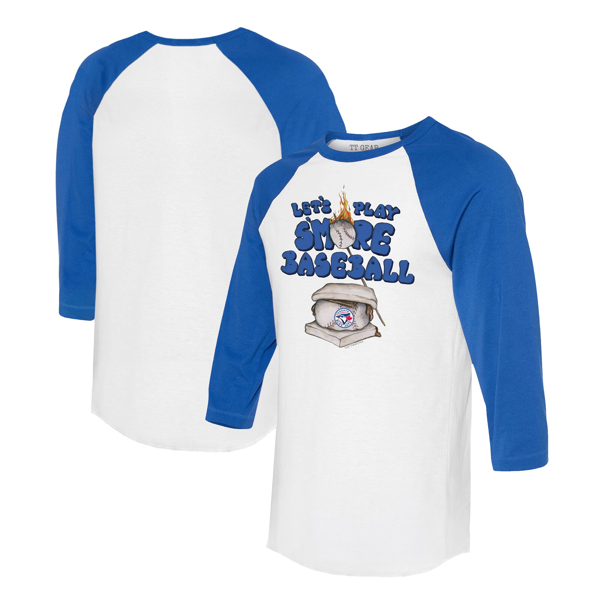 Women's Toronto Blue Jays Tiny Turnip White/Royal Smores 3/4-Sleeve Raglan T-Shirt