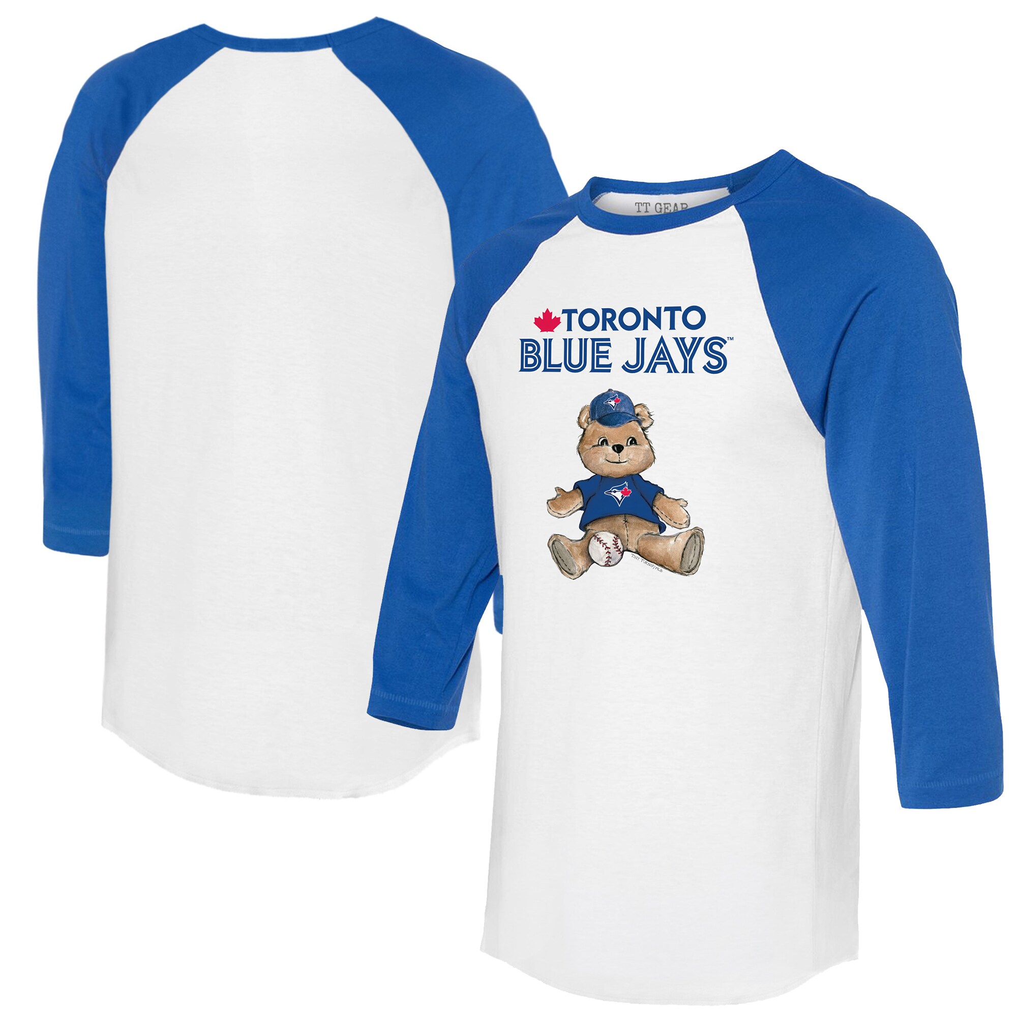 Women's Toronto Blue Jays Tiny Turnip White/Royal Teddy Boy 3/4-Sleeve Raglan T-Shirt