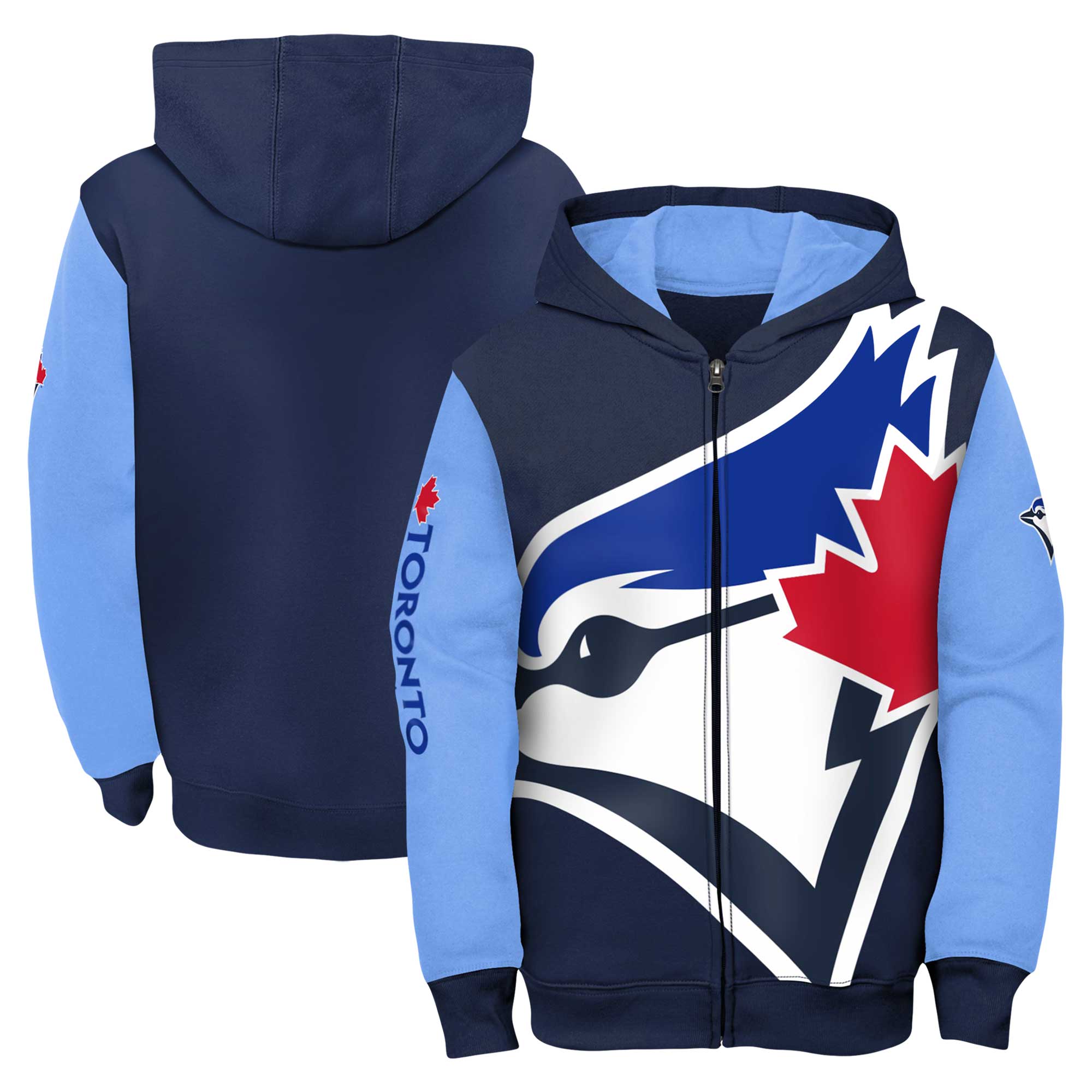 Youth Toronto Blue Jays  Branded Navy/Light Blue Postcard Full-Zip Hoodie Jacket