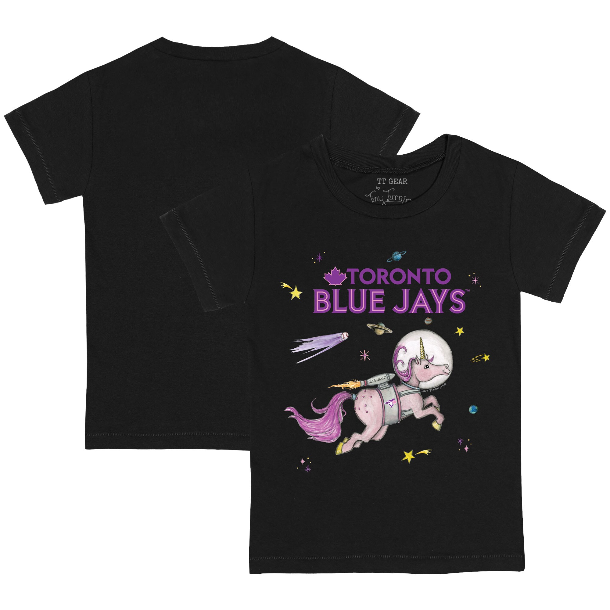 Youth Toronto Blue Jays Tiny Turnip Black Space Unicorn T-Shirt