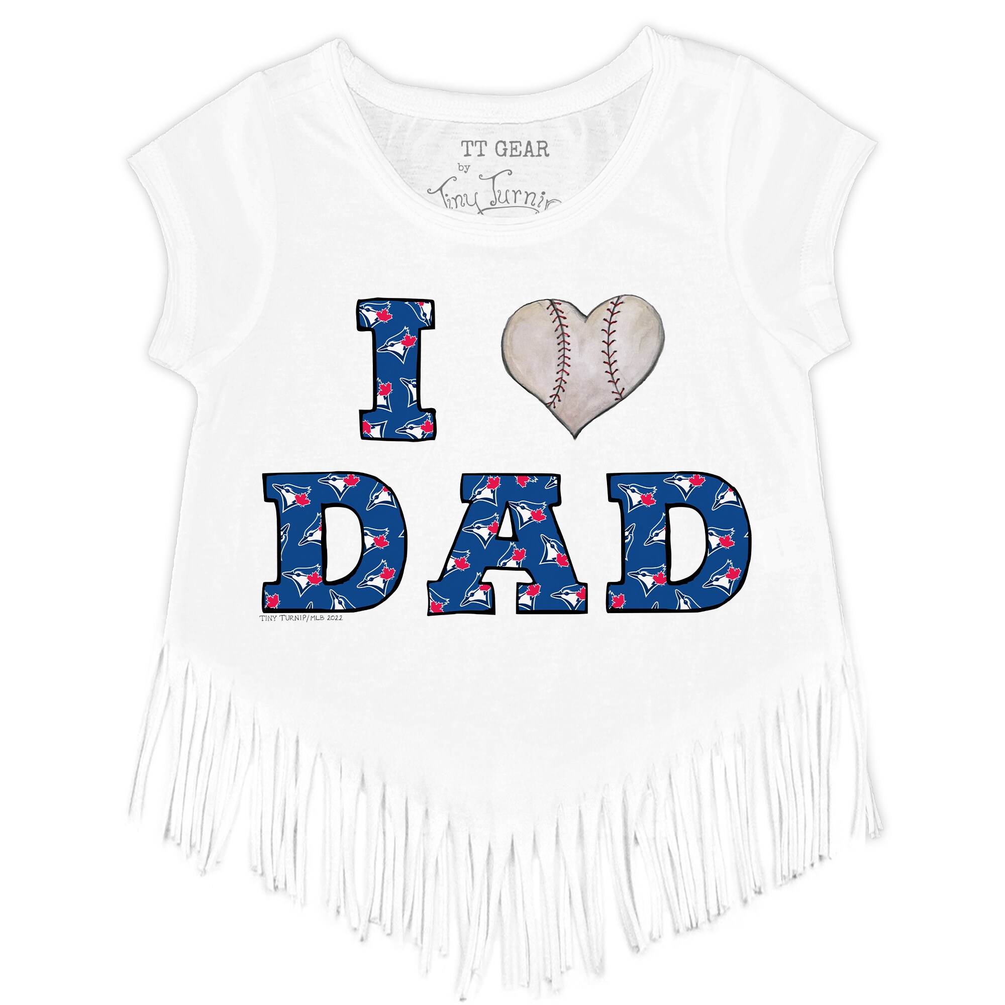 Youth Toronto Blue Jays Tiny Turnip White I Love Dad Fringe T-Shirt