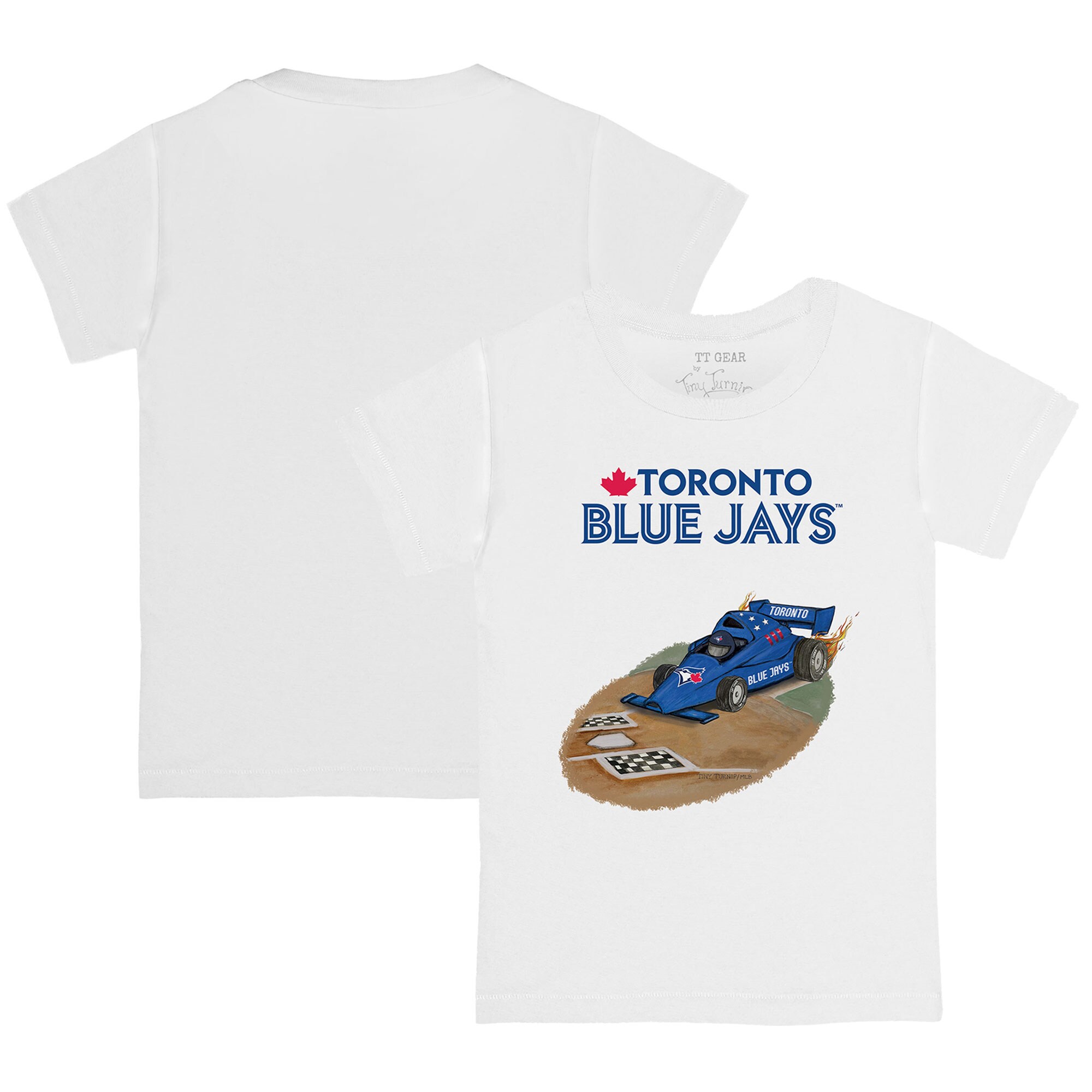 Youth Toronto Blue Jays Tiny Turnip White Race Car T-Shirt