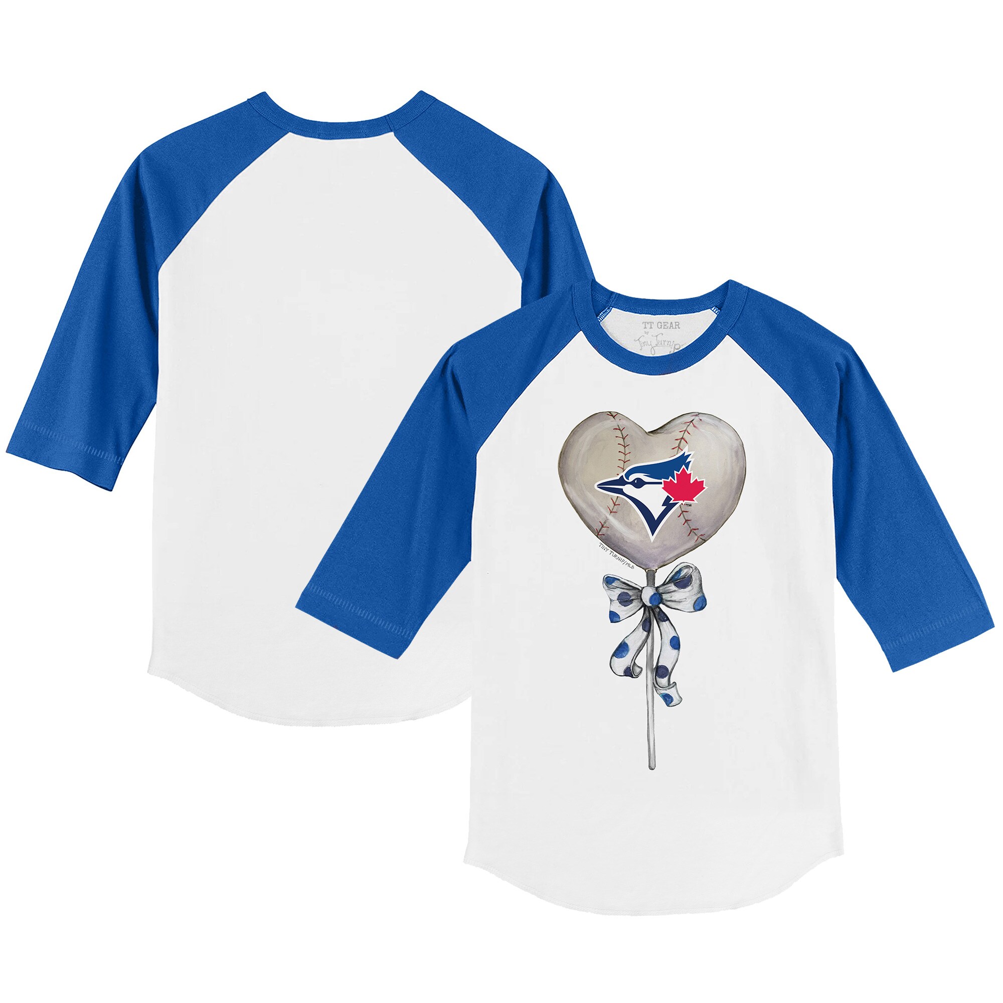 Youth Toronto Blue Jays Tiny Turnip White/Royal Heart Lolly 3/4-Sleeve Raglan T-Shirt