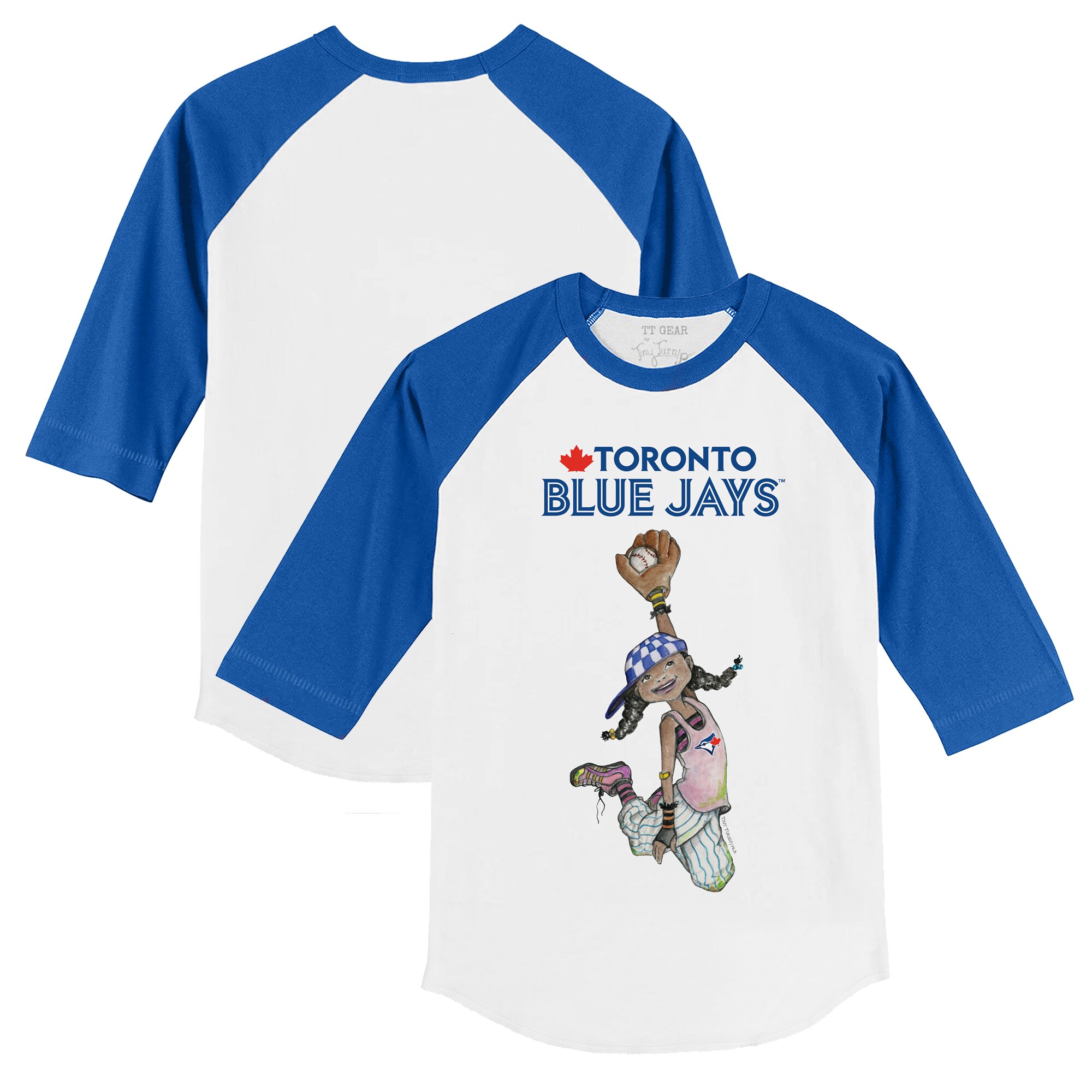 Youth Toronto Blue Jays Tiny Turnip White/Royal Jada 3/4-Sleeve Raglan T-Shirt