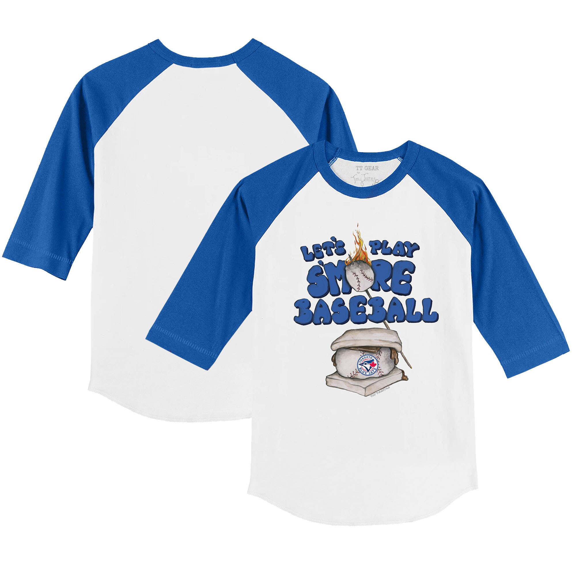 Youth Toronto Blue Jays Tiny Turnip White/Royal Smores 3/4-Sleeve Raglan T-Shirt