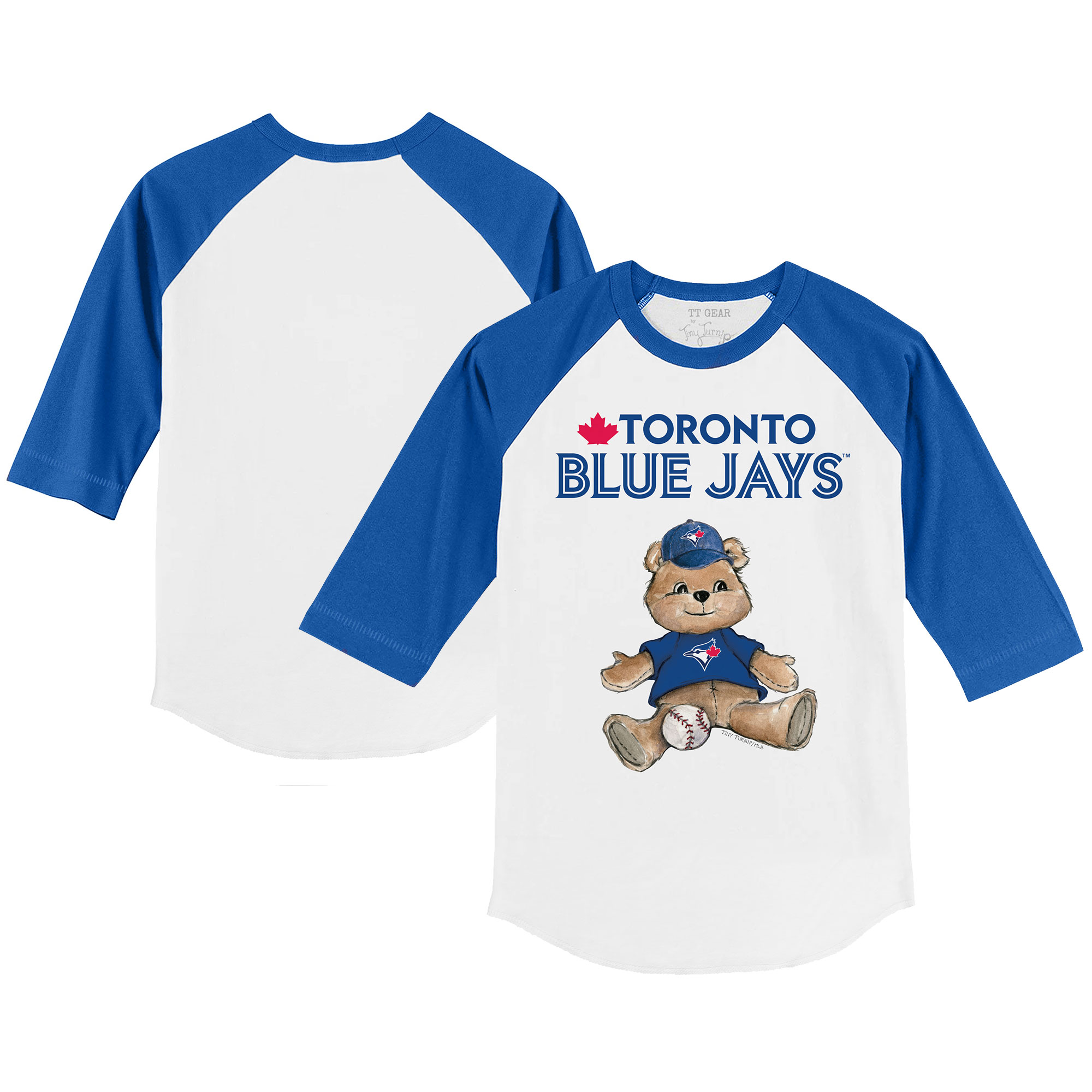 Youth Toronto Blue Jays Tiny Turnip White/Royal Teddy Boy 3/4-Sleeve Raglan T-Shirt