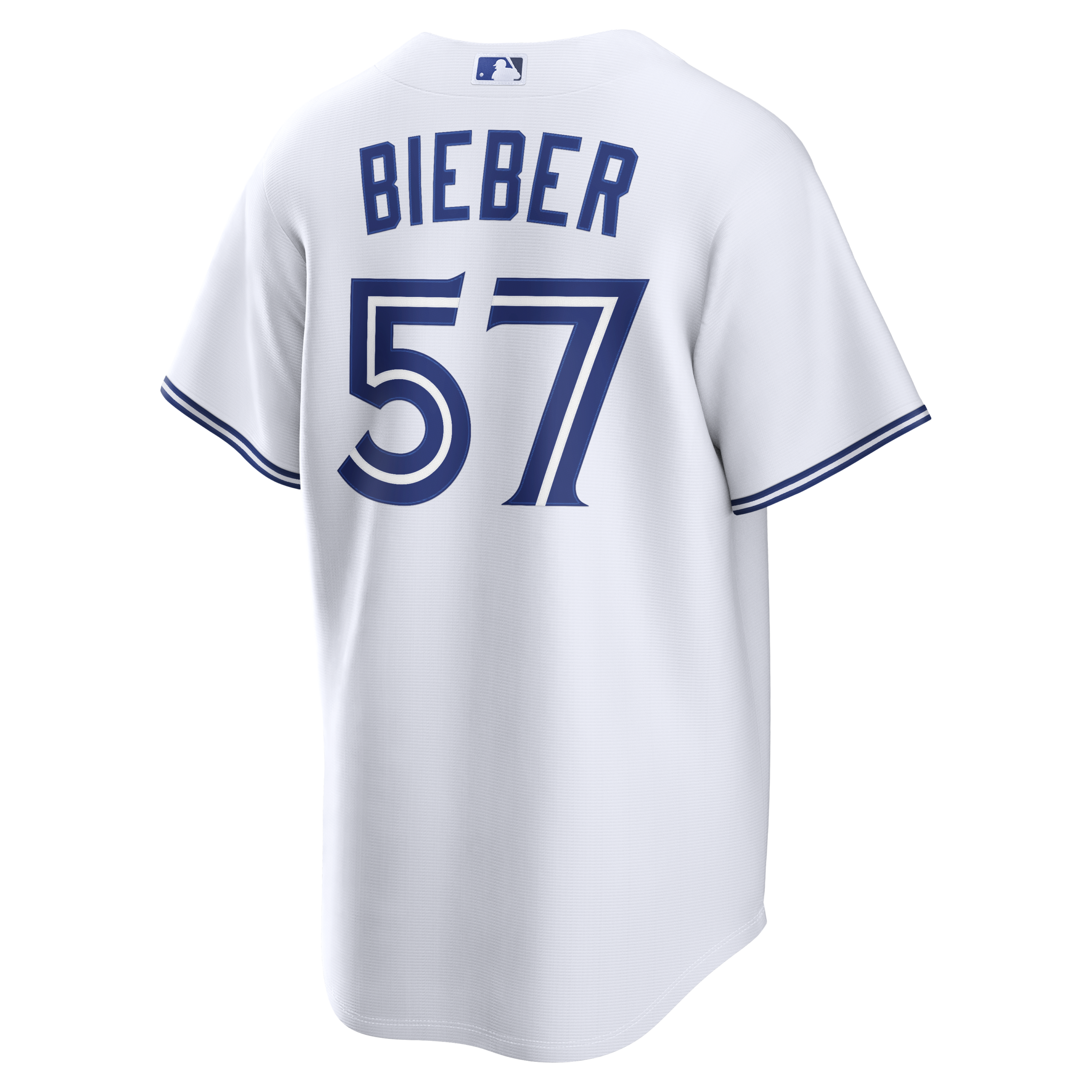 Men's Toronto Blue Jays Shane Bieber Nike White Home Replica Jersey - Image 3